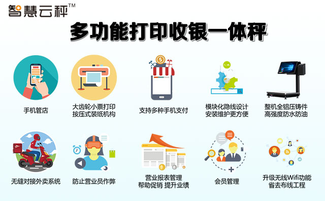 PC触控收银秤|水果店熟食干货水产称重打票收银一体秤|标签秤打印台秤|通讯秤|餐饮零售管理软件|生鲜称重打印收银一体机